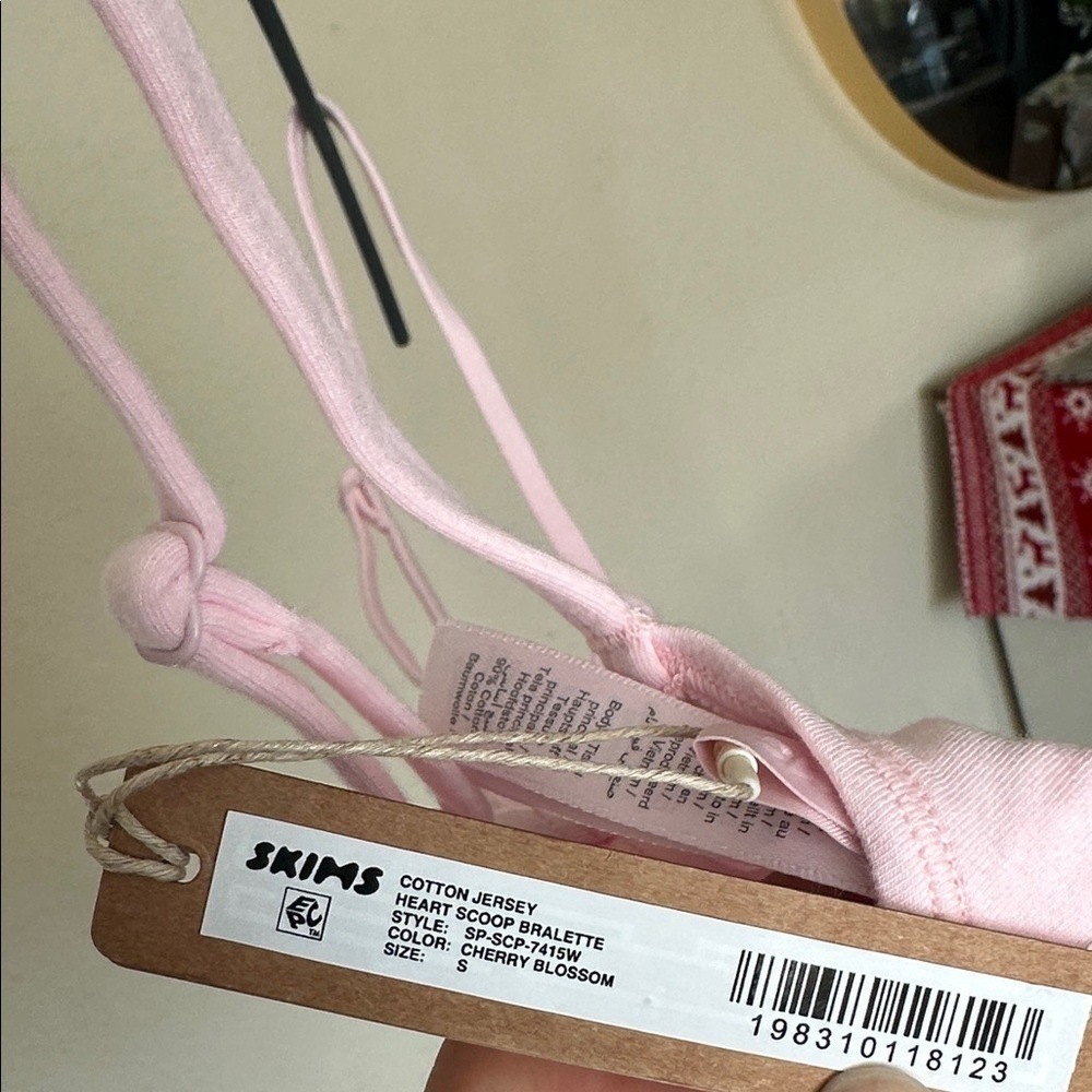 SKIMS Cotton Jersey Heart Cutout Scoop Bralette Cherry Blossom Pink SP-SCP-7415W - Picture 4 of 10